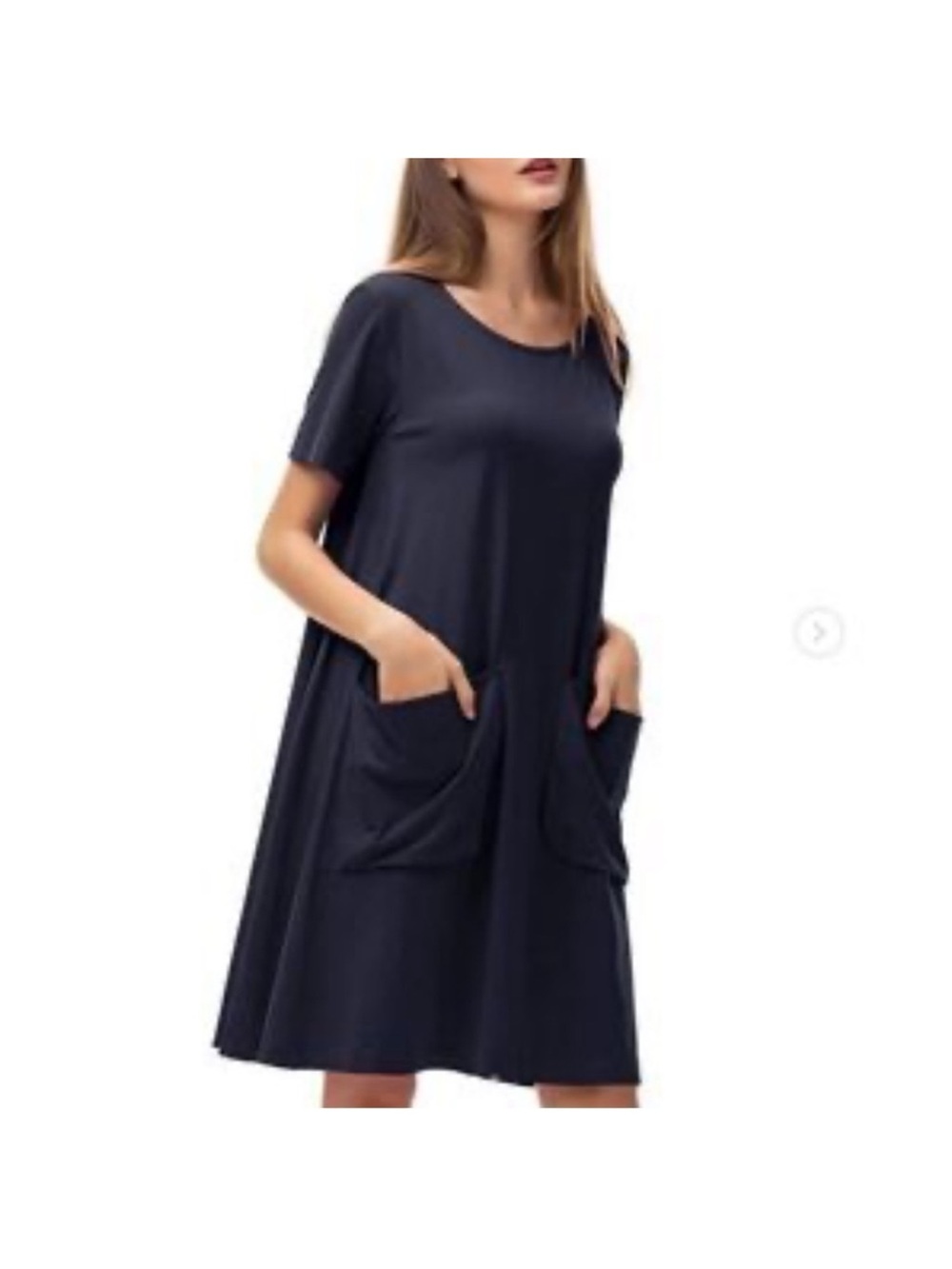 COS Navy Blue Short Sleeve Oversized Dress with Pockets Minimalist Modern Basic